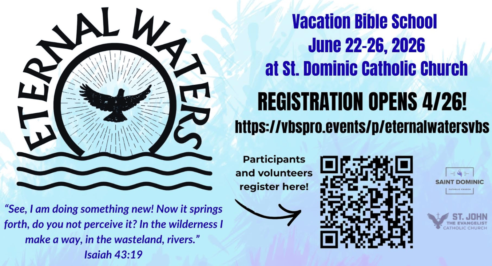 Eternal Waters VBS logo with eagle and water motif